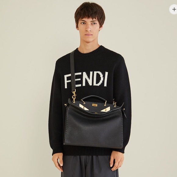 Fendi Men’s Black Roman Leather Peekaboo Bag - Picture 5 of 5